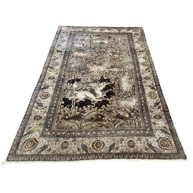 Textile Vintage Sivas Silk Rug | Safavid-Inspired Design | Silk on Cotton | 5'6" X 8'6" For Sale - Image 7 of 7