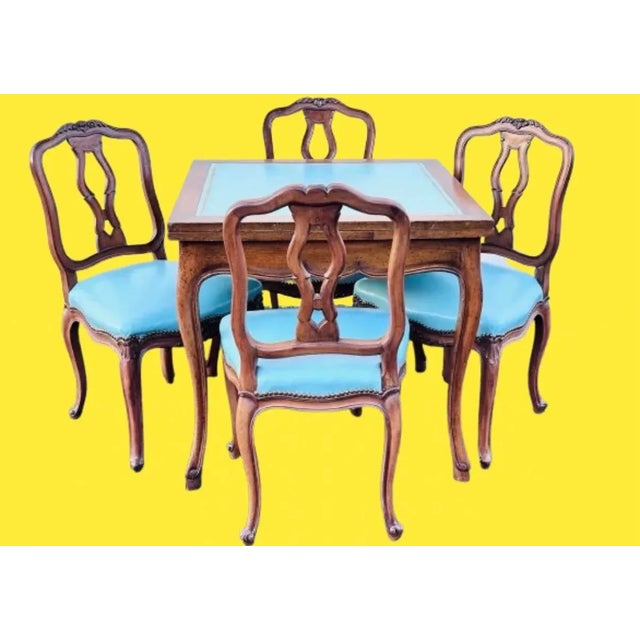 Maison Baguès French Extending Game Table With Matching Chairs Hollywood Regency Style - Set of 5 For Sale - Image 4 of 10