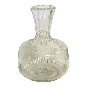 Antique American Cut Glass Carafe With Star Pattern Circa 1900's