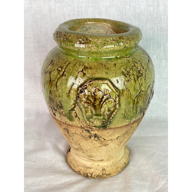 Handcrafted Glazed Pottery Green Water Vessel Vase For Sale - Image 11 of 13