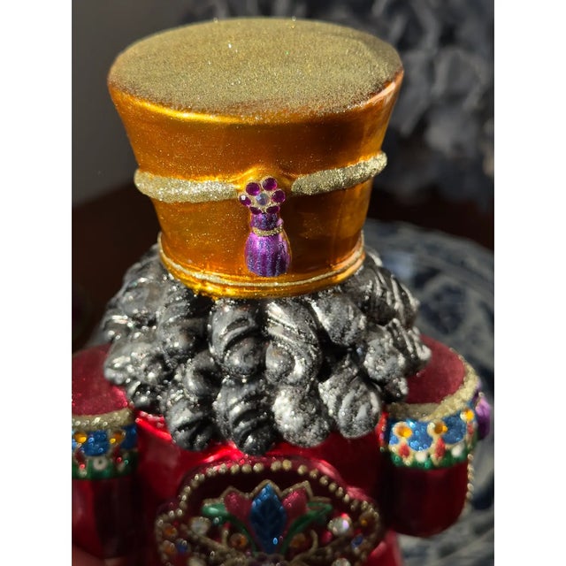 Large Rare Collectible Jay Strongwater Collectible Jewel Nutcracker Tree Topper With Stand For Sale - Image 9 of 11