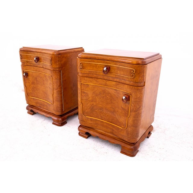Vintage Polish Art Deco Nightstands, 1930, Set of 2 For Sale - Image 4 of 15