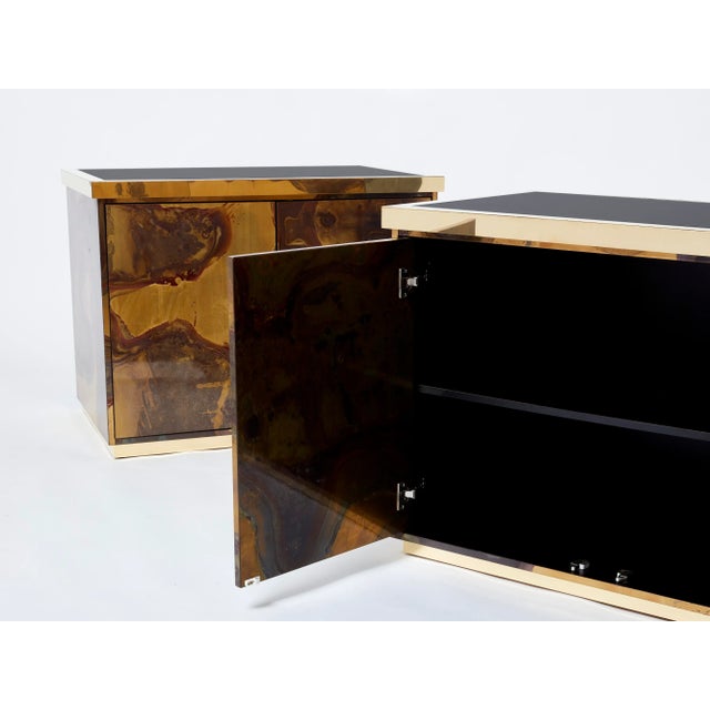 Pair of Isabelle and Richard Faure Oxidized Brass Cabinets Buffets 1970s For Sale - Image 10 of 13
