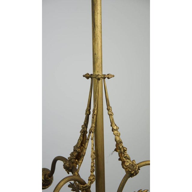 Antique Pendant Lamp with Gilt and Ornate Details and 3 Sockets For Sale - Image 4 of 8
