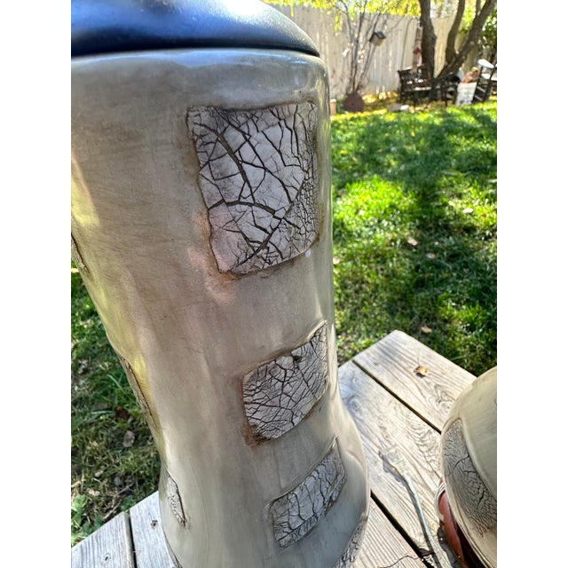 Pair of Heavy Vintage Ceramic & Wood Table Lamps by the Natural Light Co For Sale - Image 13 of 16