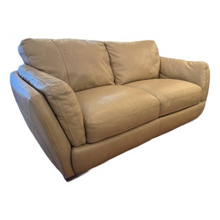 Natuzzi Editions Collection Leather Apartment Sofa For Sale