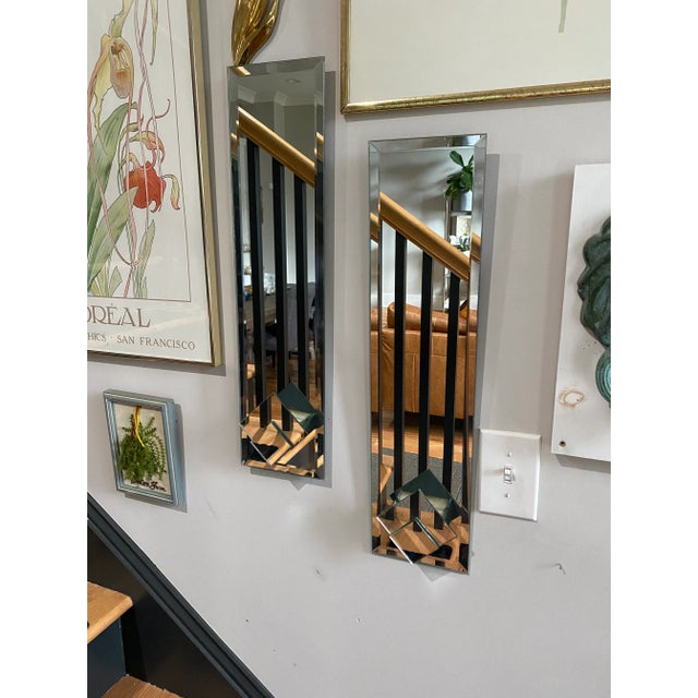 Glass 1980s Vintage Art Deco Wall Mirrors - a Pair For Sale - Image 7 of 8
