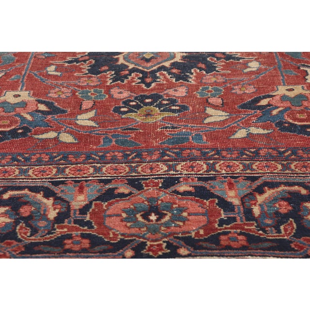Late 19th Century Late 19th Century Antique Persian Serapi Rug - 08'08 X 11'07. For Sale - Image 5 of 9