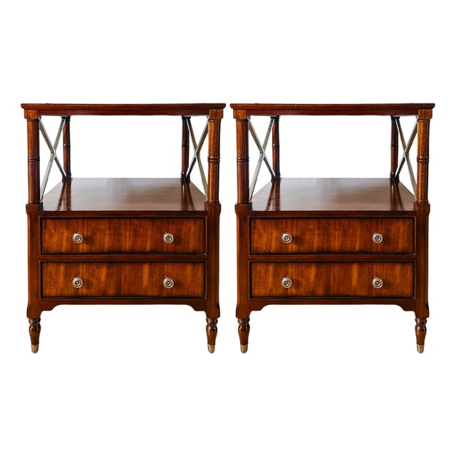 Ethan Allen Eugene Mahogany Night Tables or Nightstands - A Pair For Sale