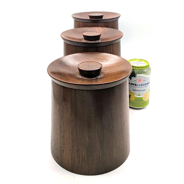 Mid 20th Century Teak Wood Canisters, Set of 3 For Sale In Miami - Image 6 of 14