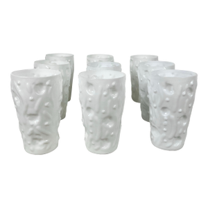 Mid 20th Century Mid Century Modern Bryce Brothers ‘El Rancho’ Milk Glass Tumblers- Set of 9