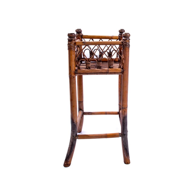 Chinese Mid 20th Century Rattan Plant Stand For Sale - Image 3 of 10