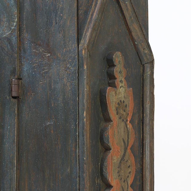 Antique Rustic Farmhouse Folk Art Painted Bridal Cabinet, 1882 For Sale - Image 12 of 18