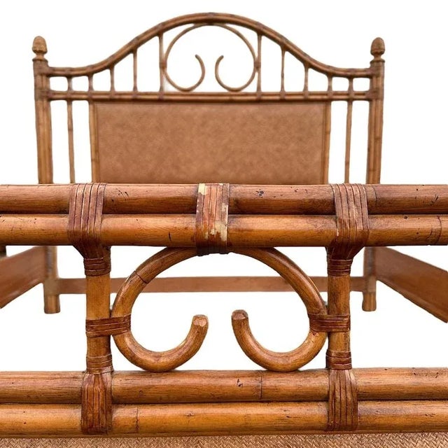 Hollywood Regency Bamboo King Bed with Rattan Post Headboard & Footboard For Sale - Image 3 of 9