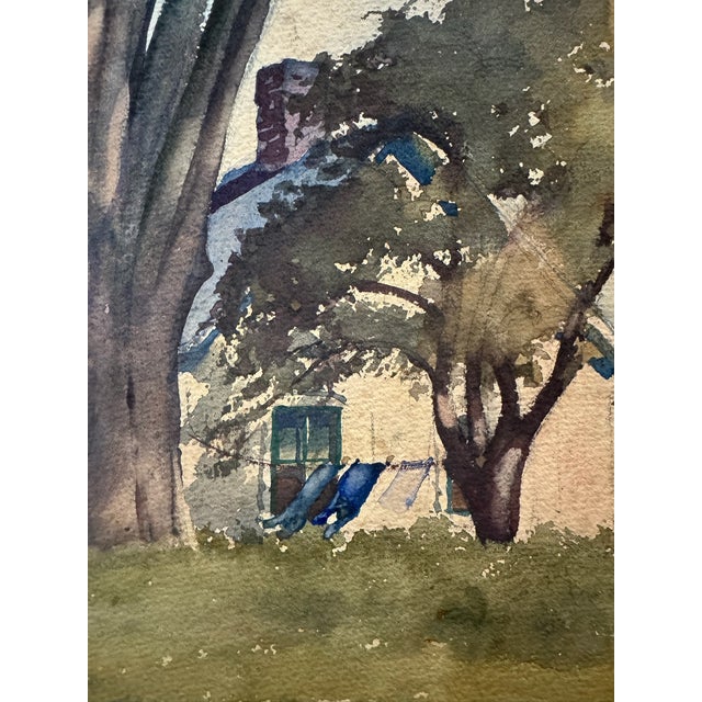Original 1937 watercolor on paper by American artist Stanford Stevens (1897-1974), depicting a New England landscape with...
