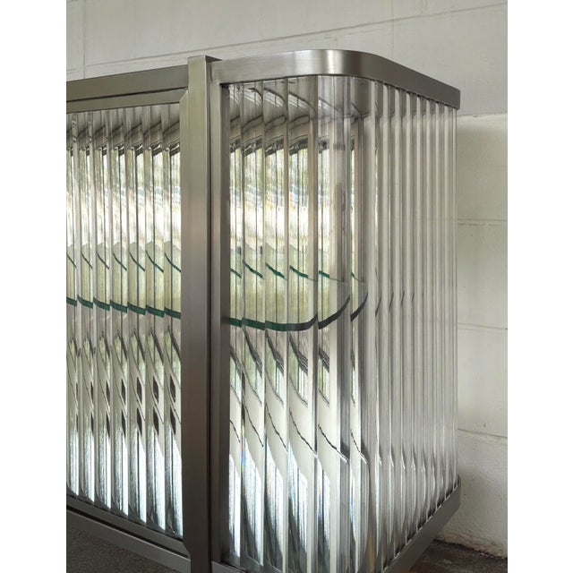 Modern Caracole Modern Acrylic and Sati Nickel Light Up Stop and Stare Sideboard For Sale - Image 3 of 10