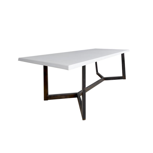 Modern Cement and Steel Dining Table For Sale - Image 4 of 7