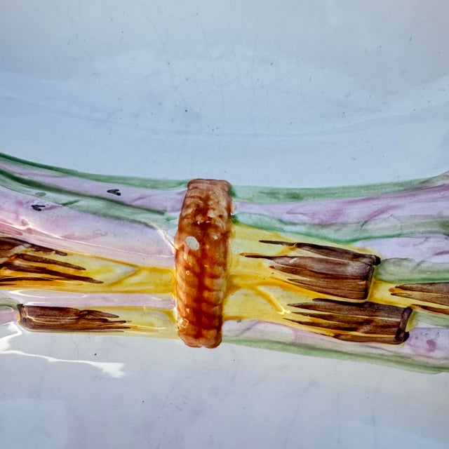 1960s 1960s Portuguese Majolica Purple Asparagus Divided Plate For Sale - Image 5 of 10