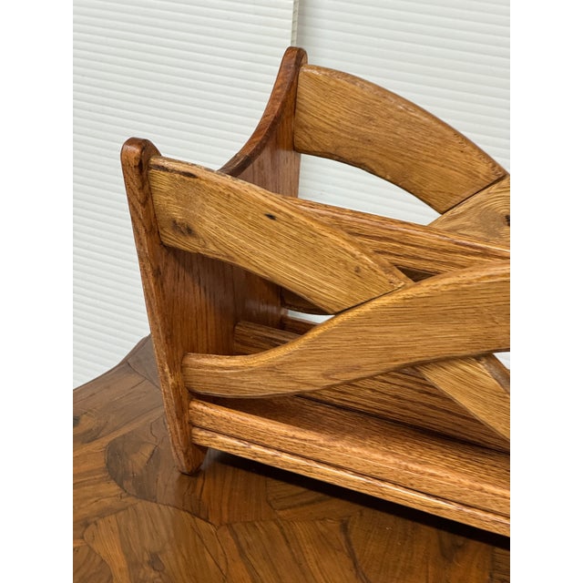 Wood Oak Wood Sculptural Magazine Rack For Sale - Image 7 of 12