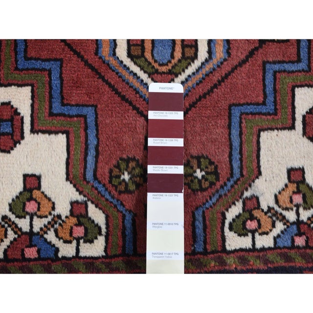 1960 Alabama Crimson Red Vintage Bohemian Persian Hamadan Pure Wool Hand Knotted Rug For Sale In New York - Image 6 of 9