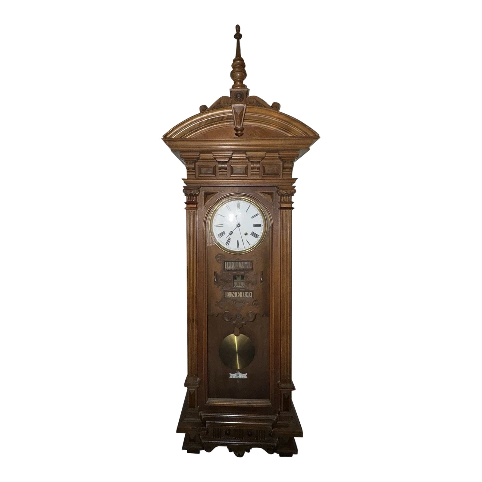 19th Century Spanish Language Calendar Wall Clock | Chairish