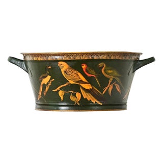 Vintage English Tole Bowl with Decoupage For Sale