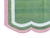 Handwoven Cotton Area Rug Vegetable Dyed Forest Green and Pink Border Scalloped Dhurrie - 12'x15' For Sale - Image 10 of 10