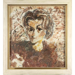 Unknown, Female Portrait Drawing, 1965, Mixed Media on Paper For Sale