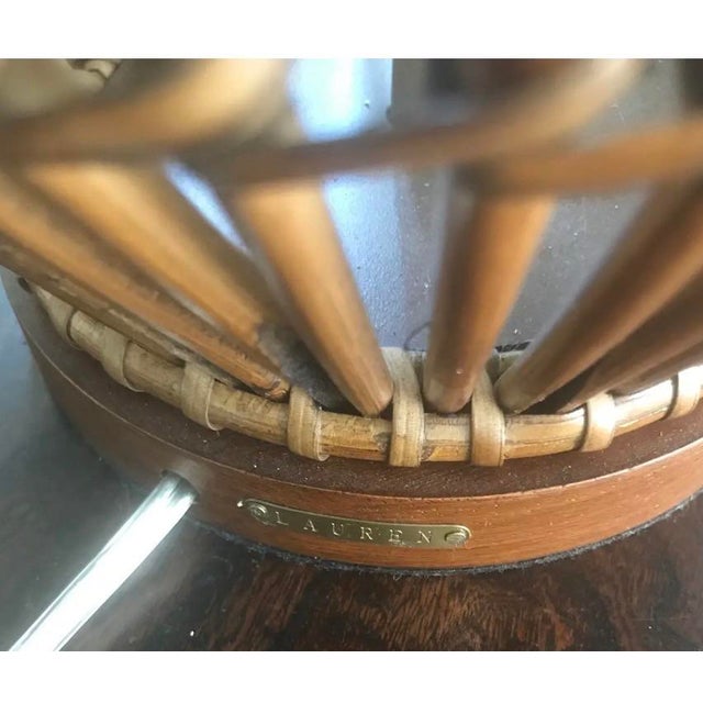 Ralph Lauren Large Rattan Lamp With Shade For Sale In Savannah - Image 6 of 8