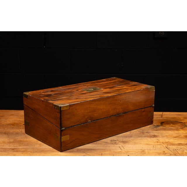 Wood Antique English Walnut Folding Lap Desk For Sale - Image 7 of 11
