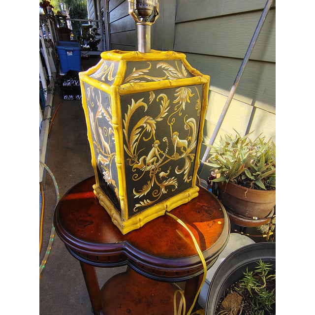 1960s 1960s Sarreid Excellent Chinoise28 "Faux Bamboo Monkey Table Lamp For Sale - Image 5 of 13
