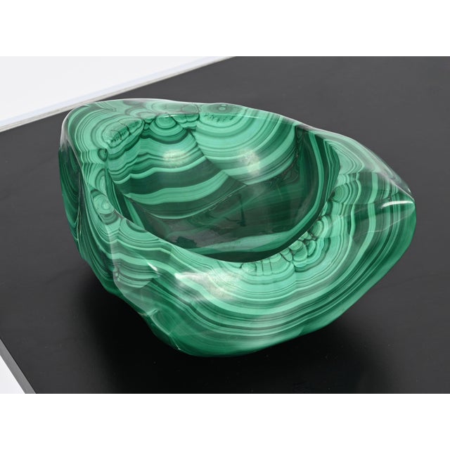 Large Vide-Poche or Bowl in Malachite Green Italian Marble, Italy, 1970s For Sale - Image 10 of 18