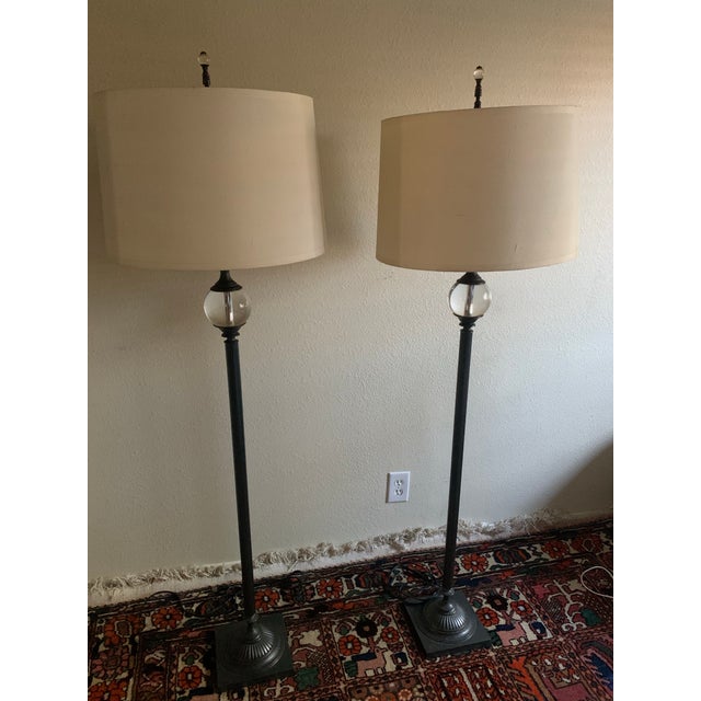 Restoration Hardware "Crystal Ball Urn" Floor Lamps in Aged Bronze - Pair For Sale In Los Angeles - Image 6 of 6