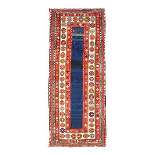 Antique Talish Caucasian Runner in Red, Cream and Blue 3'3 X 8'5 For Sale