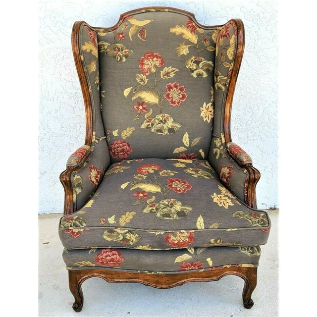 Mid Century Chippendale Wingback Down Cushion Armchair For Sale - Image 4 of 9