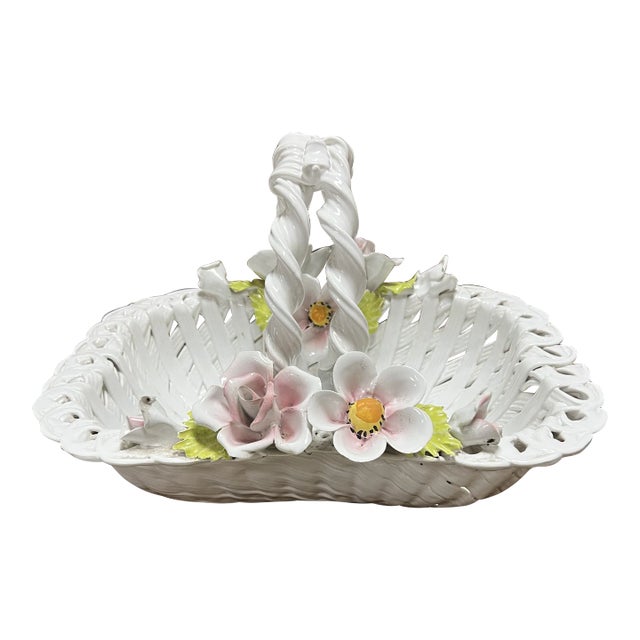 Vintage Capodimonte Flower Basket For Sale