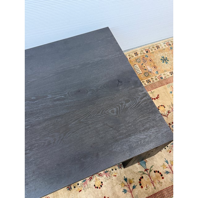 Restoration Hardware Oak Wood Coffee Table, Black For Sale - Image 10 of 12