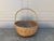 Early 20th Century Splint Oak Egg Gathering Basket With Green Woven Detail For Sale - Image 9 of 11