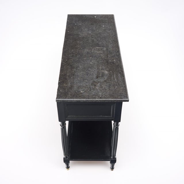 Black Louis XVI Console Table, Ebonized Mahogany, Marble, French, 1800 For Sale - Image 8 of 9
