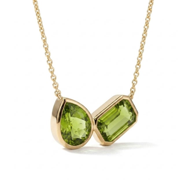 Not Yet Made - Made To Order Peridot Multi-Cut Cluster Pendant Necklace, August Birthstone Necklace For Sale - Image 5 of 6