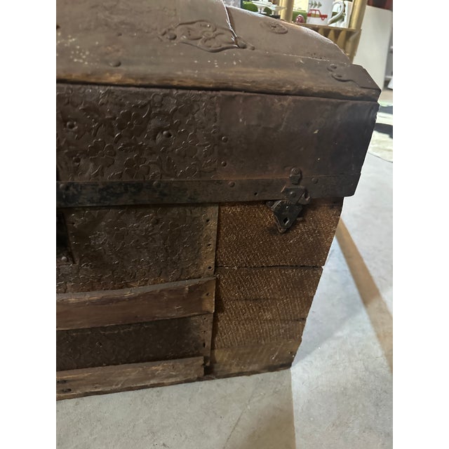 Rustic European Vintage Wooden Chest With Latches- Condition Issues For Sale - Image 3 of 7