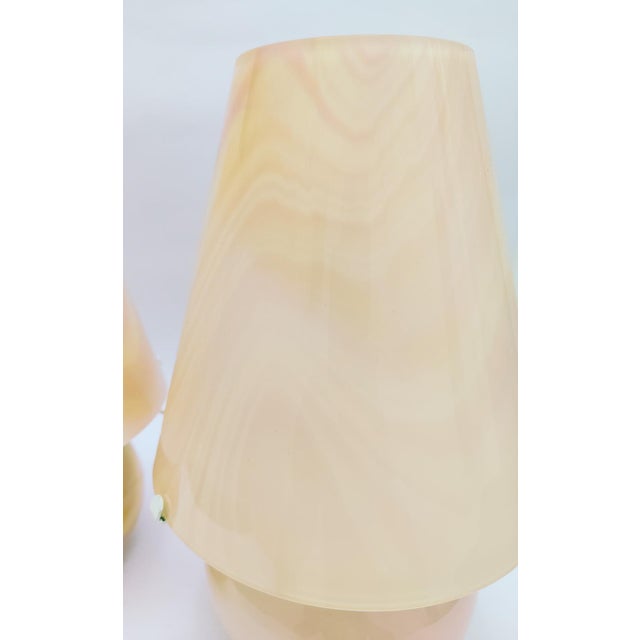Glass Italian Pink Murano Glass Lamps, 1980s, Set of 2 For Sale - Image 7 of 13