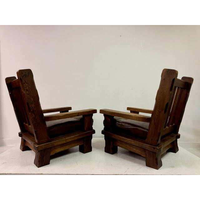 Set of Brutalist Oak Armchairs, 1960s For Sale - Image 14 of 18