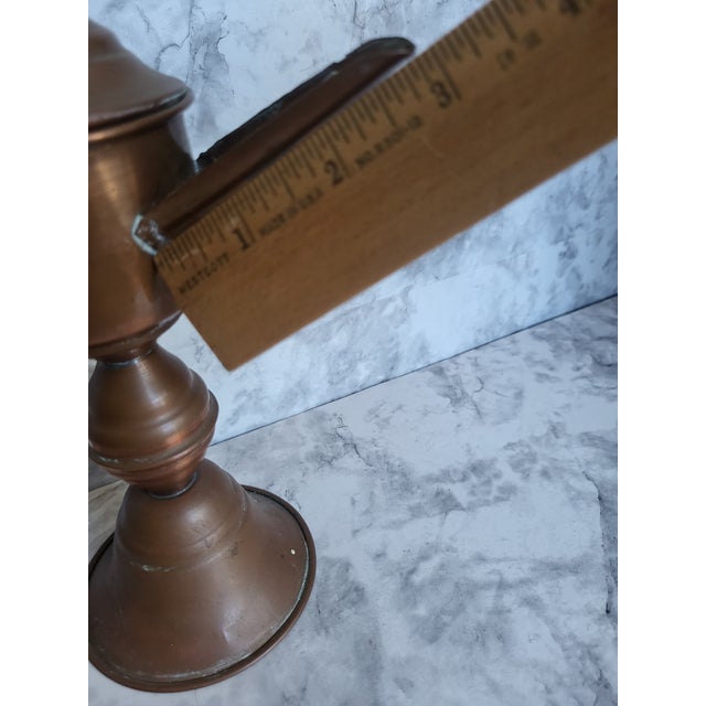 1950s Dutch Copper Pedastal Snotneus Whale Oil Lamp For Sale - Image 14 of 15