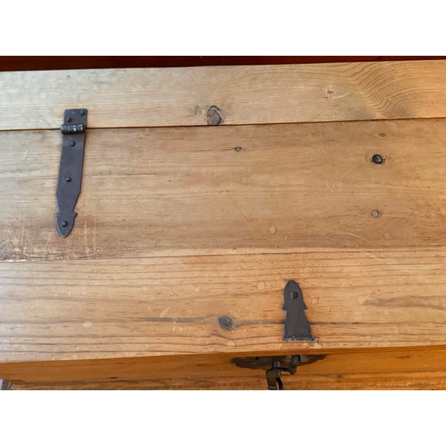 Late 20th Century Vintage Spanish Colonial Style Pine Trunk Blanket Chest With Iron Hardware For Sale - Image 5 of 9