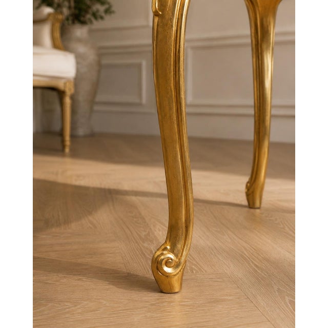 1970s 1970 Artisan Louis XVI Gold Beech Marble Side Table - 1 Pc For Sale - Image 5 of 8