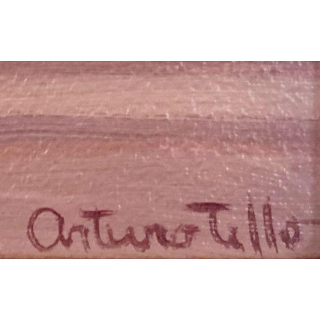 California artist Arturo Tello signed landscape oil painting. Signed lower right corner. Matted and framed. The painting...