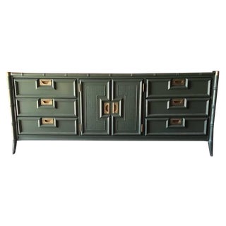 9 Drawer Newly Lacquered Green Dresser For Sale