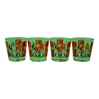 Set X 4 C1950s Jockey Old Fashioned Glasses For Sale