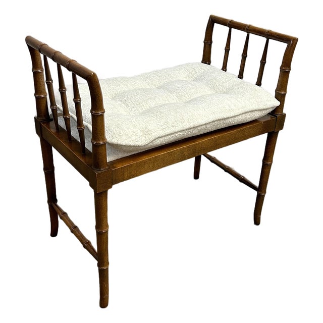 Mid 20th Century Faux Bamboo Baker Furniture Bench For Sale